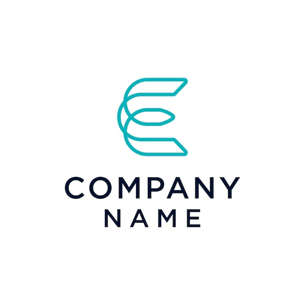 Logotipo de la letra E símbolo de forma de círculo color verde y azul Tecnología y conexión de puntos abstractos digitales