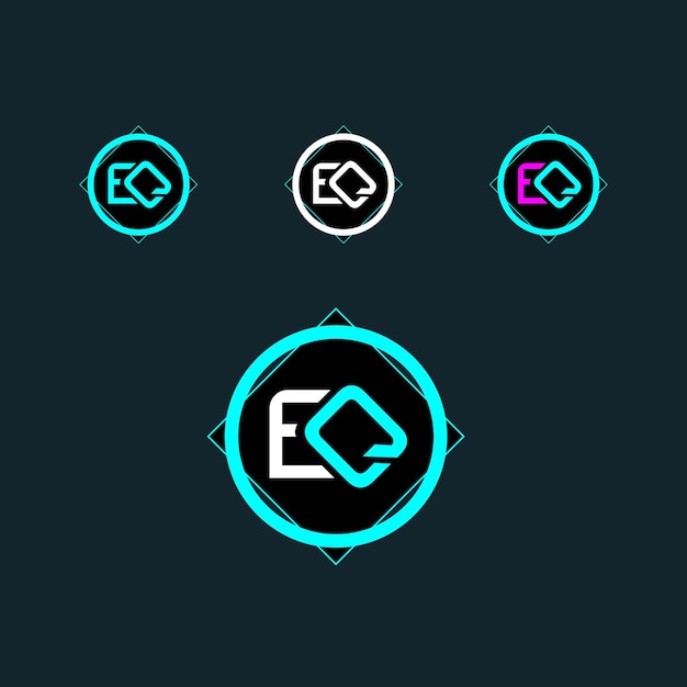 Logotipo de la letra EQ con círculo