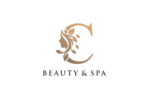 Logotipo de letra con estilo de concepto creativo de belleza Vector Premium