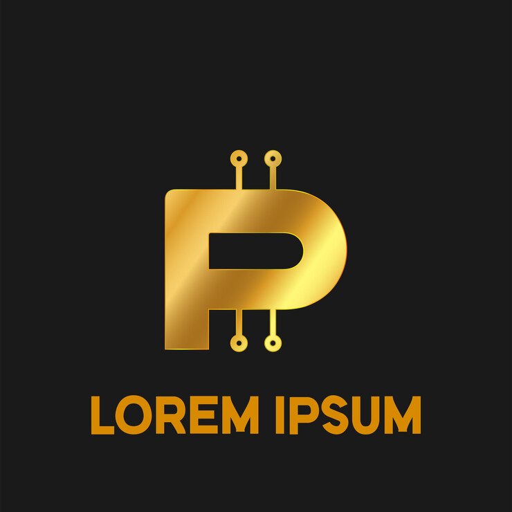 Vector logotipo de letra de estilo criptográfico p