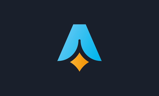 Un logotipo de letra con una estrella sobre un fondo oscuro