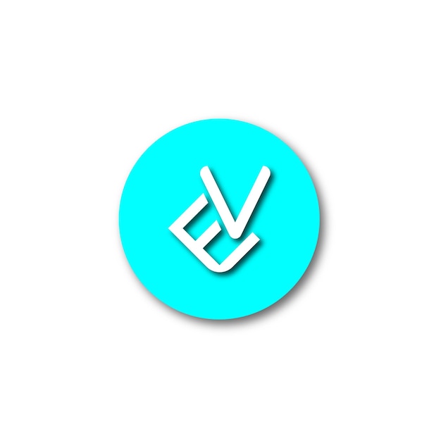 Logotipo de la letra EV con círculo