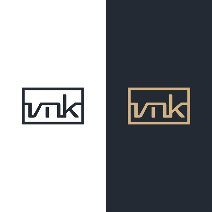 Vector logotipo de letra exclusivo de vnk dorado