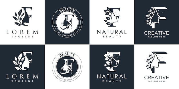 Logotipo letra f colección de diseño con concepto de belleza de la naturaleza vector premium