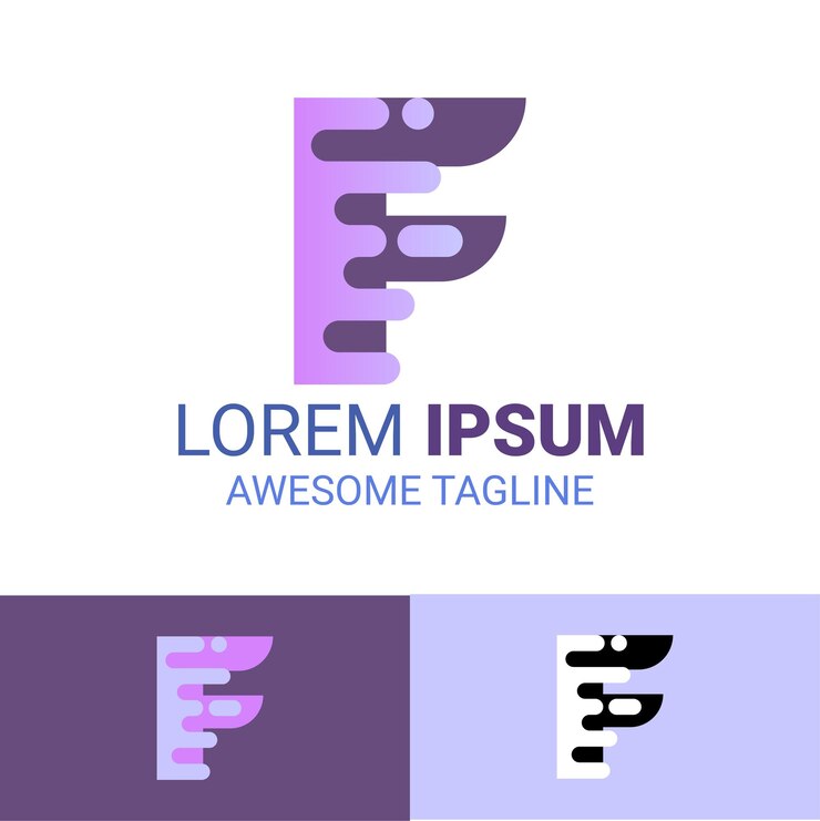 Vector logotipo de la letra f con colores gradientes amplificador vibrante diseño moderno
