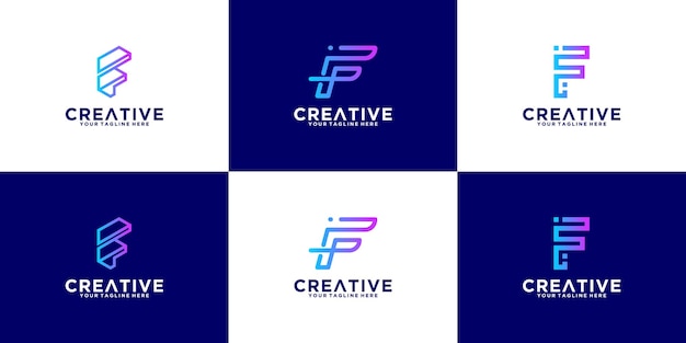 Logotipo de la letra f con estilo de arte lineal