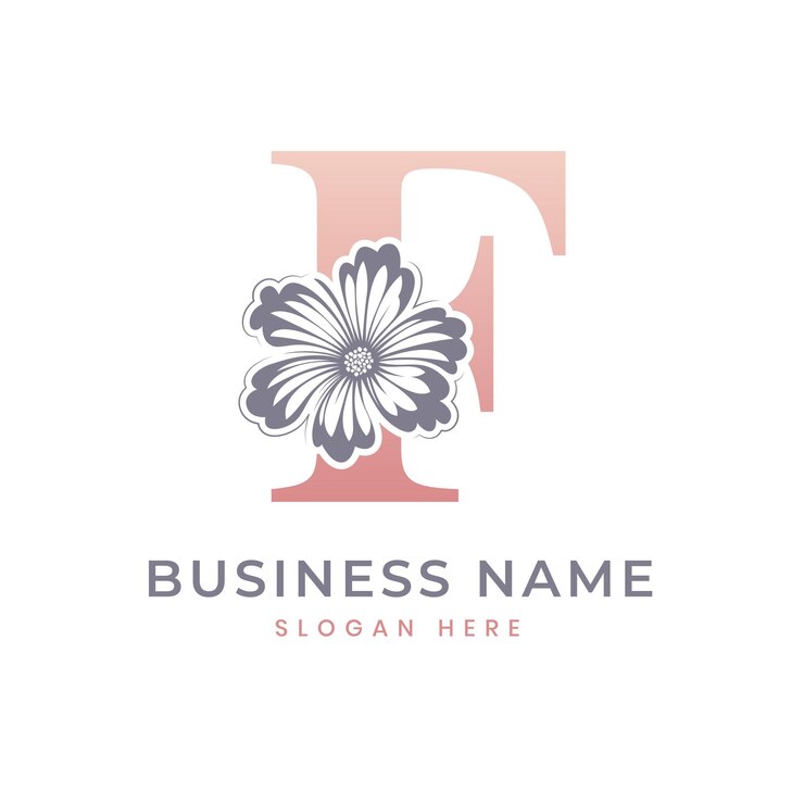 Vector logotipo de letra f con flor floral f logotipo de diseño de logotipo de lujo femenino