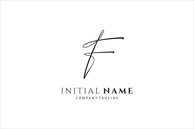 Vector logotipo de letra f manuscrita vector de firma simple