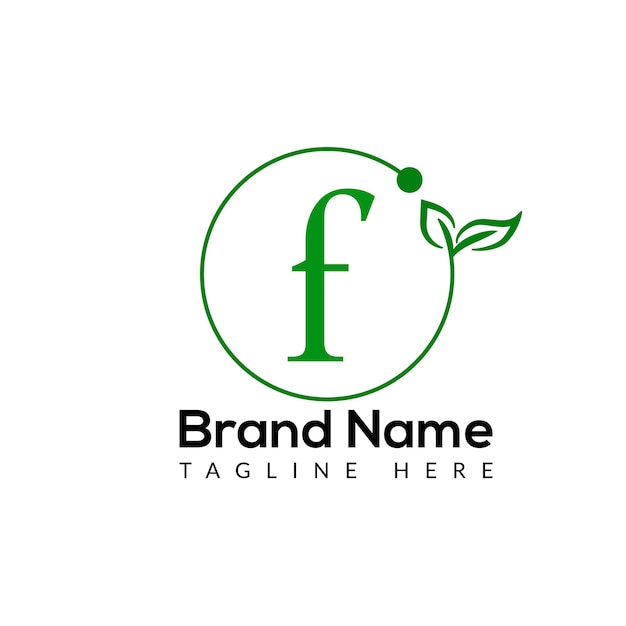 Logotipo en la letra F plantilla Eco En la letra F inicial Eco hoja naturaleza signo verde concepto