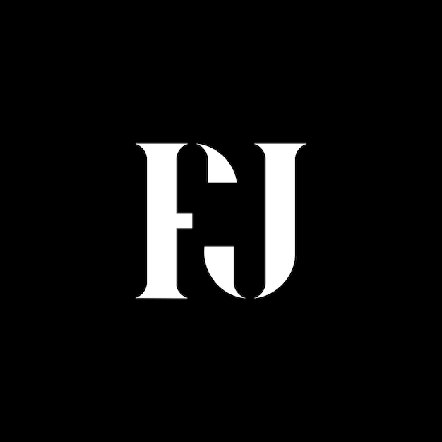 El logotipo de la letra FJ, con la letra inicial FJ en mayúsculas, el logotipo del monograma en blanco, y el logotipo de FJ con el diseño de FJ FJ Jx9