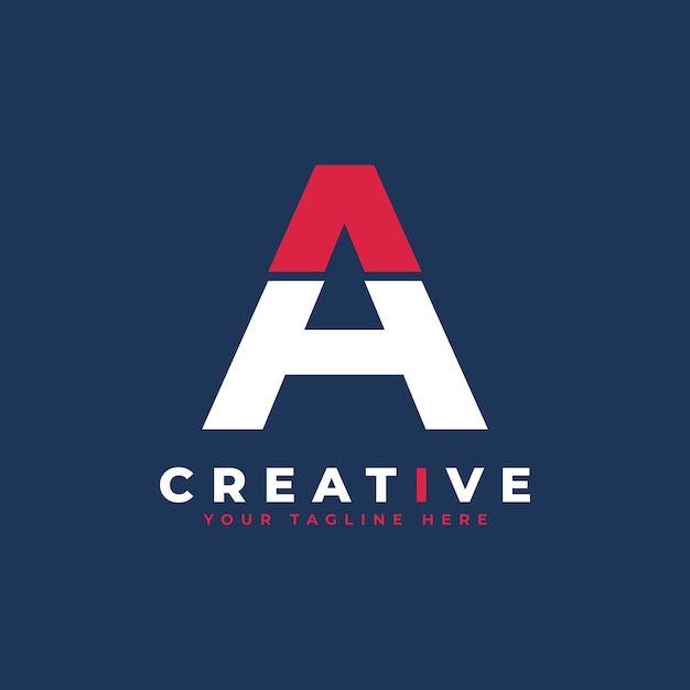 Logotipo de la letra A Forma blanca y roja Estilo de corte de una letra utilizable para logotipos comerciales y de marca