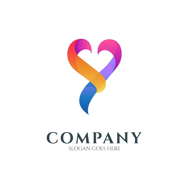 Logotipo de la letra Y con forma de corazón o amor