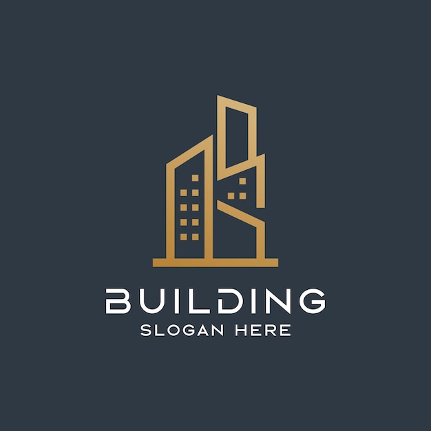Logotipo de la letra G y del edificio logotipo de lujo logotipo de la línea del arquitecto adecuado para su empresa