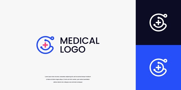 Logotipo de la letra G con icono de estetoscopio logotipo de atención médica