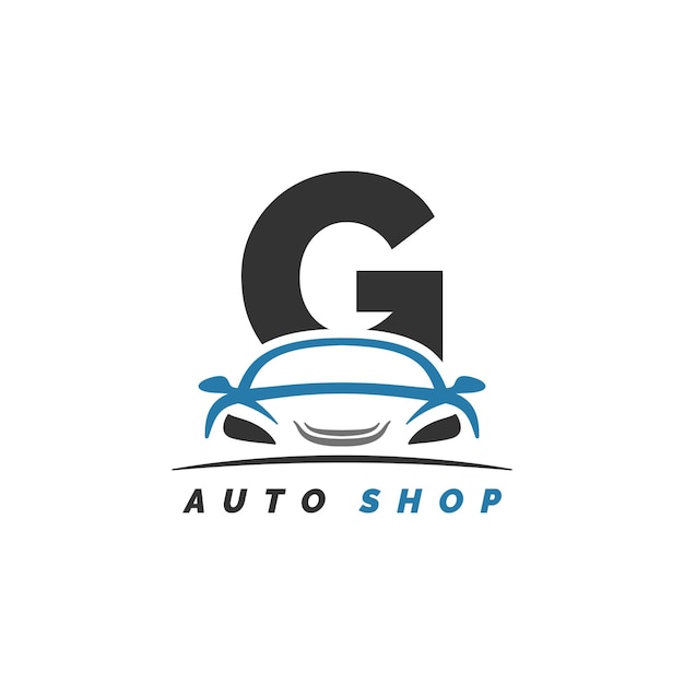 Logotipo de la letra G mecánico de automóviles con diseño de automóviles Ícono de estilo de automóviles del alfabeto G