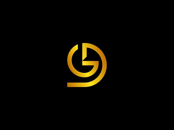 Vector logotipo de la letra g de oro sobre un fondo negro