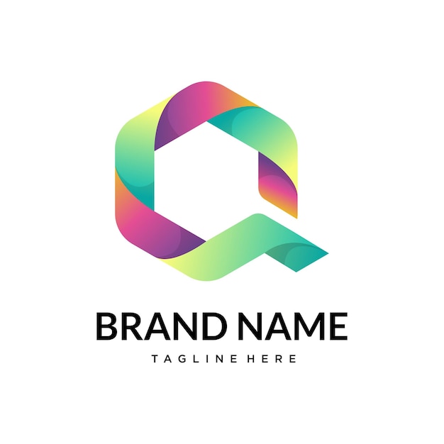 el logotipo de la letra de gradiente abstracto q