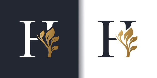 Logotipo de la letra H con diseño de concepto de naturaleza