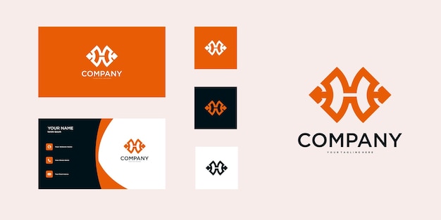 Logotipo de la letra h con estilo moderno Premium Vector
