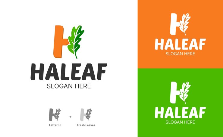 un logotipo de la letra H con hoja