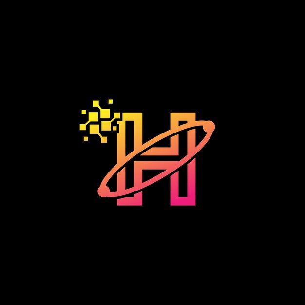 Logotipo de la letra H inicial con concepto de tecnología Logotipo de tecnología H