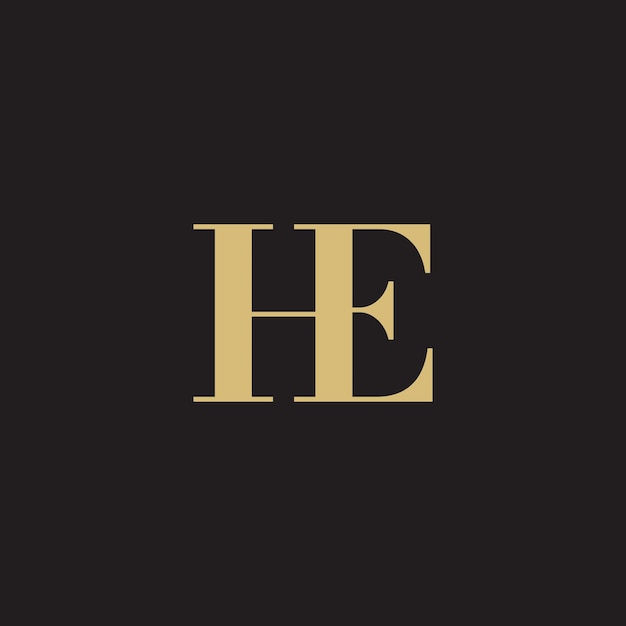 El logotipo de la letra HE, el monograma H y E, el diseño del monograma HE, las iniciales de la letra