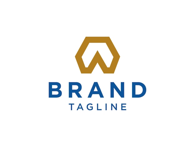 Logotipo de letra hexagonal geométrica W vinculado con línea.