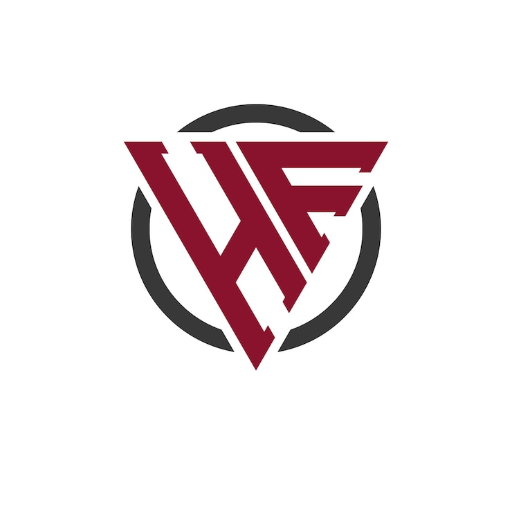 Vector logotipo de letra hf monograma en diseño de triángulo en negrita con fondo circular logotipo de carta profesional hf perfecto para la marca de negocios moderna y el concepto de emblema elegante
