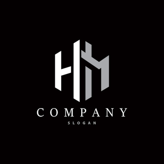 Logotipo de letra HM inicial Plantilla de logotipo MH minimalista vectorial moderna y de lujo