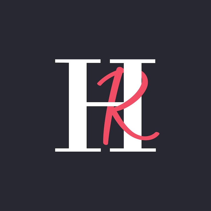 Vector logotipo de la letra hr perfectamente mezclado iniciales diseño del logotipo de la carta hr
