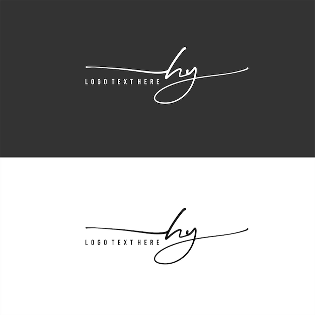 logotipo de letra HY escrito a mano, firma HY, monograma HY, iniciales HY