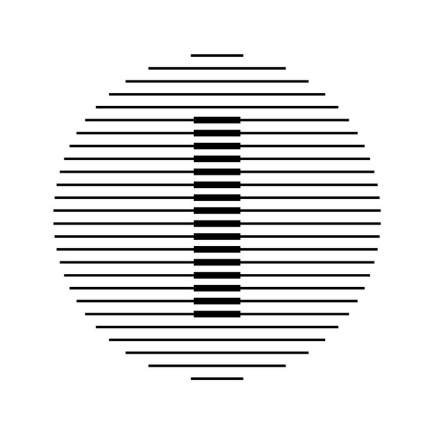 El logotipo de la letra I del alfabeto, el círculo redondo, la línea abstracta, la ilusión óptica, la franja, el icono del símbolo de medio tono.