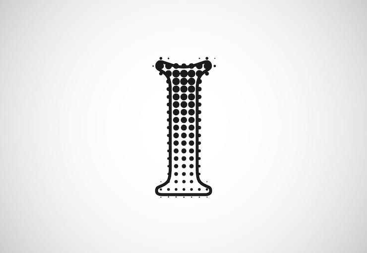 Vector logotipo de la letra i en estilo de puntos de medio tono diseño vectorial del logotipo de forma punteada