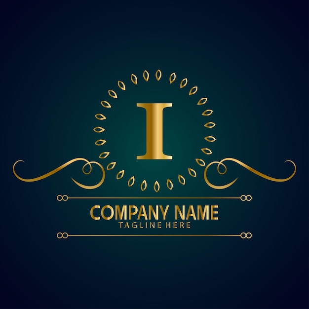 Logotipo de la letra I de la marca de lujo con corona.
