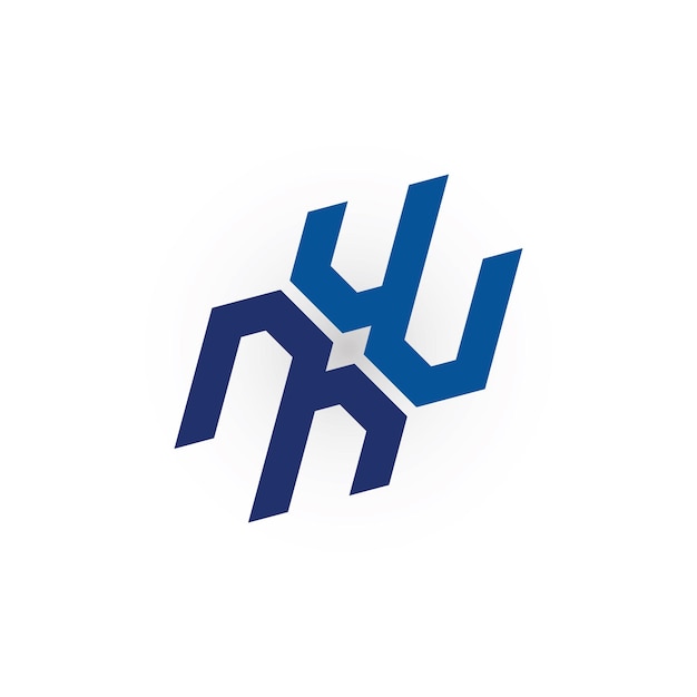 Logotipo de letra inicial abstracta BW o WB en color azul aislado en fondo blanco