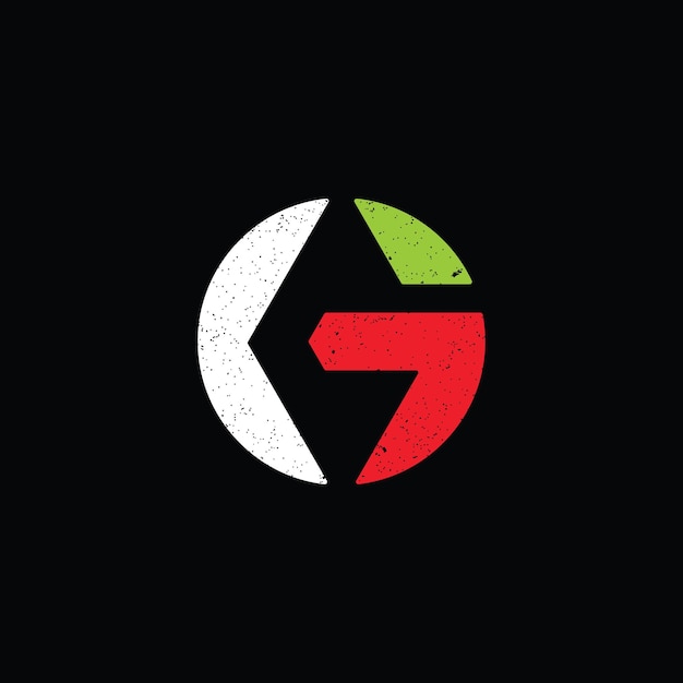 logotipo de letra inicial abstracta GC en color blanco verde y rojo aislado en fondo negro