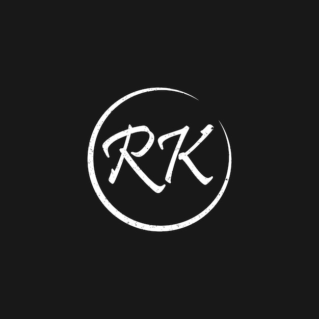 logotipo de letra inicial abstracta RK en color blanco aislado en fondo negro