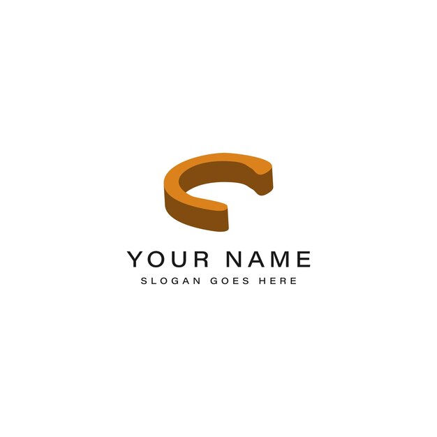 Logotipo de la letra inicial C Monograma en estilo 3D