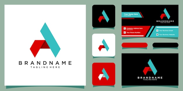 Logotipo de la letra inicial A, diseños de plantillas de logotipos con diseño de tarjetas de visita Vector Premium