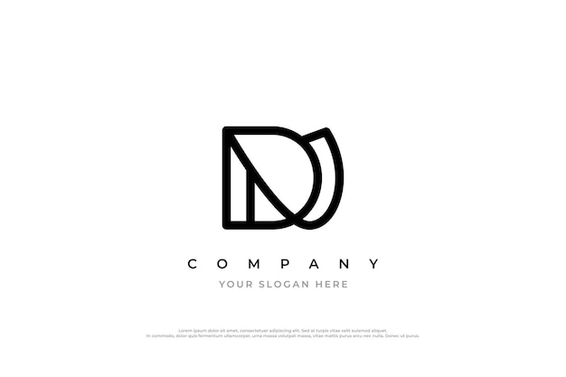 Logotipo de letra inicial dn o diseño de logotipo nd