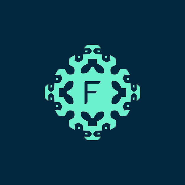 Logotipo de la letra inicial F Un emblema dinámico de la ciencia, la salud y la innovación