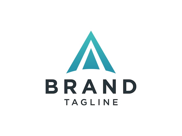 Logotipo De La Letra Inicial A. Forma de flecha de triángulo geométrico degradado azul aislada sobre fondo blanco.
