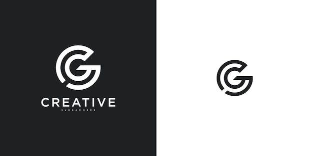 Logotipo de la letra inicial G con líneas y formas abstractas Premium Vector
