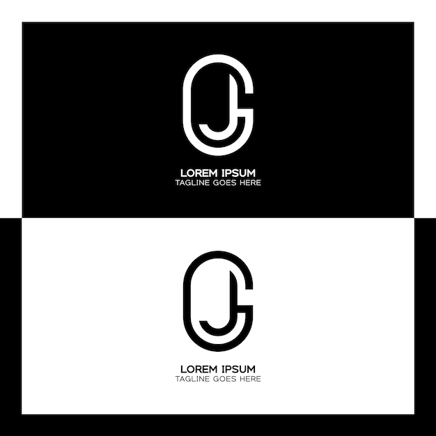 Logotipo de la letra inicial GJ Alfabeto G y diseño de patrón J monograma