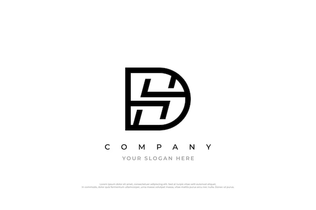 Logotipo de letra inicial HD o vector de diseño de logotipo DH