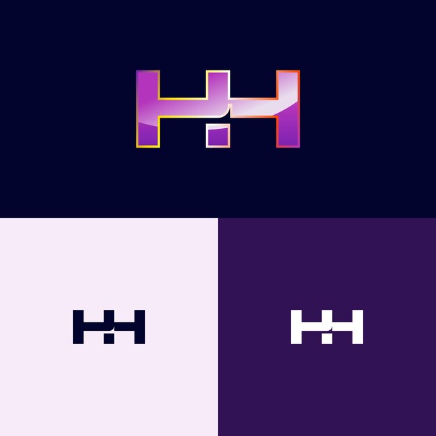 Vector logotipo de letra inicial hh con estilo degradado