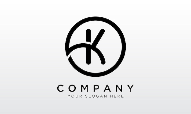 Logotipo de letra inicial K con forma de círculo Plantilla de vector de diseño de logotipo K creativo único moderno