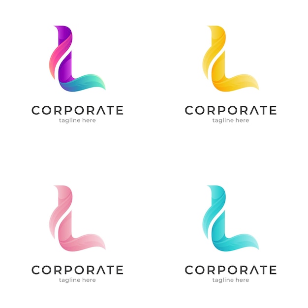 Logotipo de la letra inicial L con variación de color