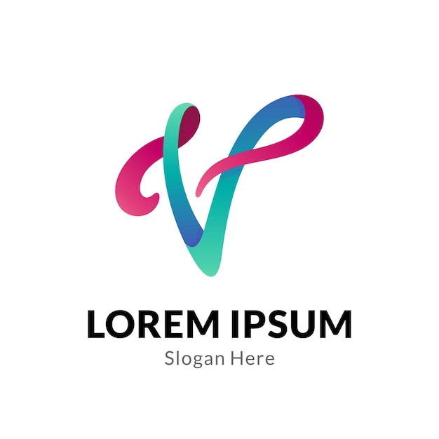 Logotipo de la letra inicial de lujo V, diseño de logotipo de firma simple V
