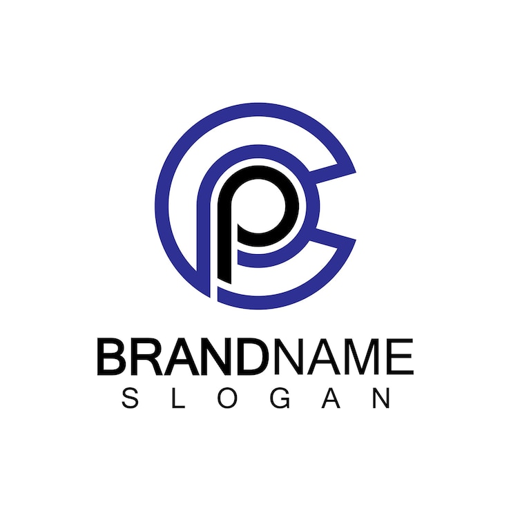 Vector logotipo de la letra inicial en minúscula cppc p dentro de c monograma forma redondeada
